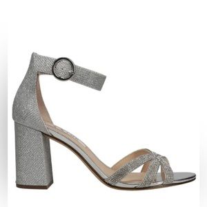 Nina Haiden Rhinestone Peep Toe Block Heel Sandals
